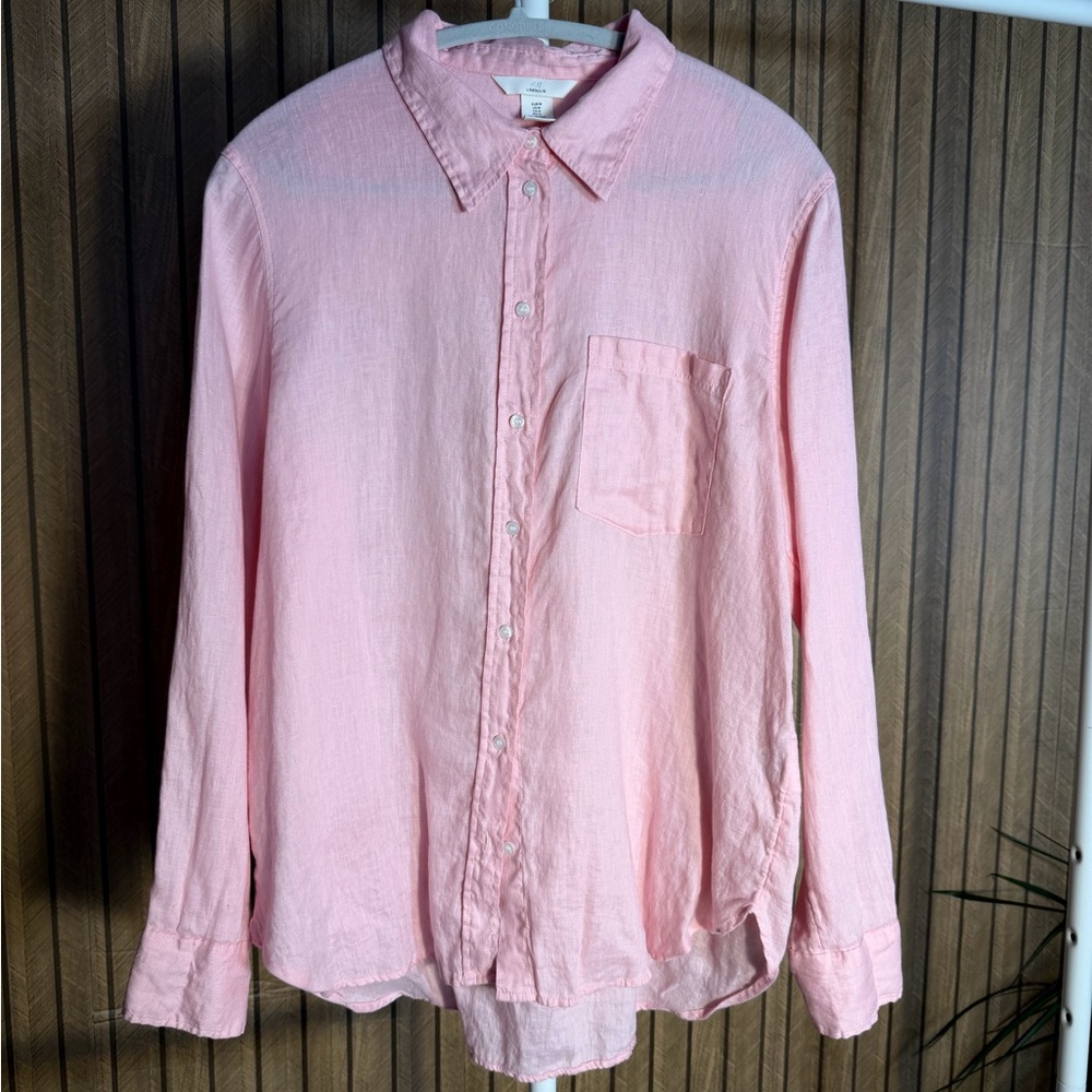 H&M Light Pink Casual Button-Down Shirt